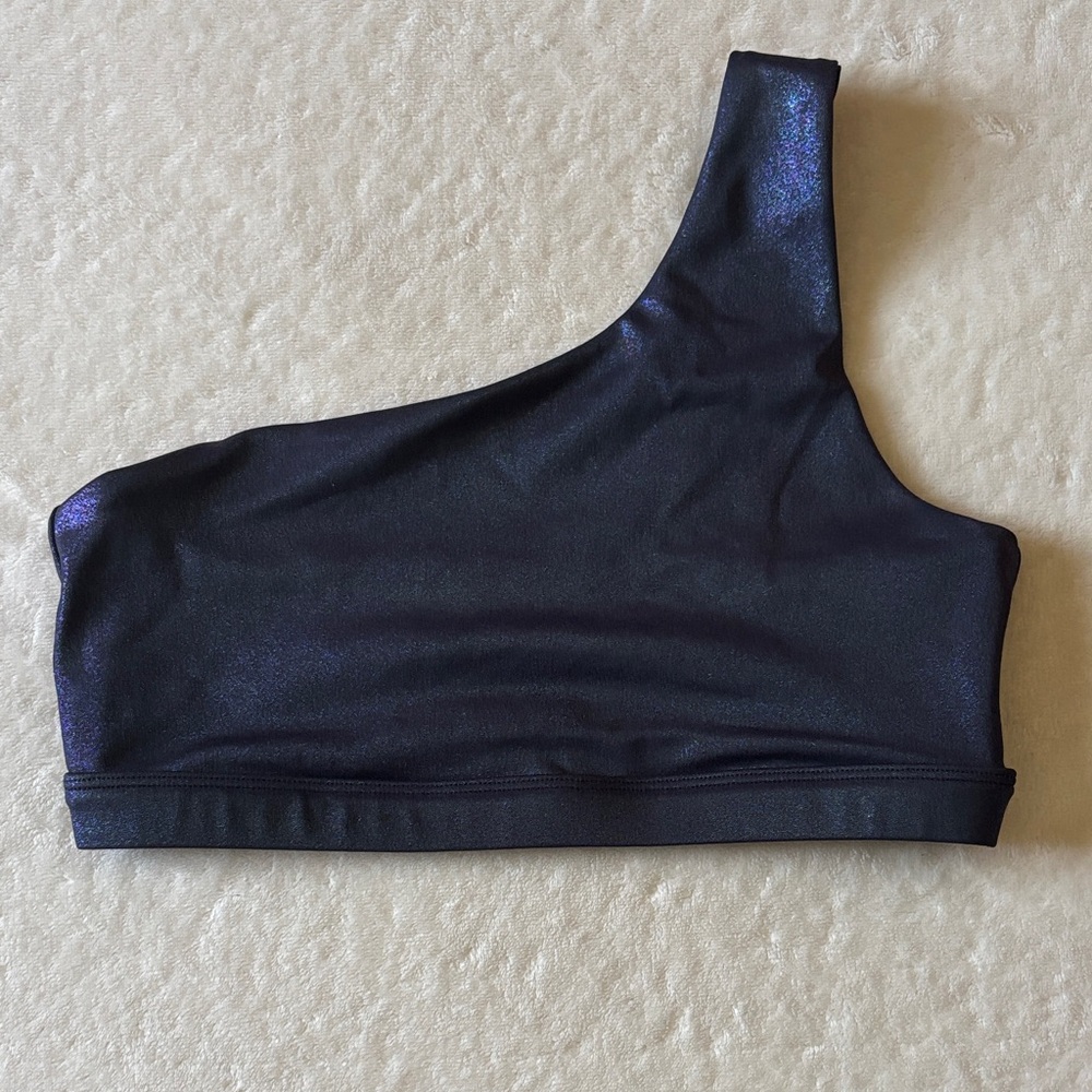 Beach Riot - Shimmer Shadow Ella One-Shoulder Iridescent Sports Bra (Small) - Picture 4 of 6